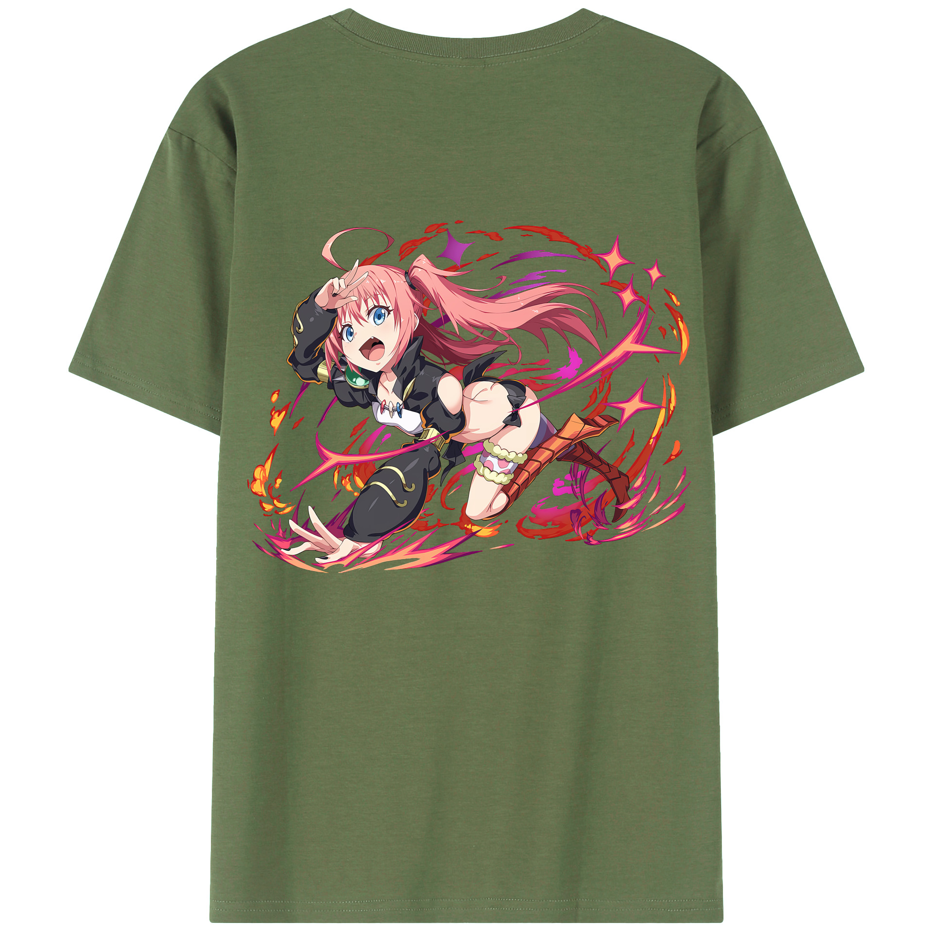 （画像用） 転スラ Regarding Reincarnated to Slime 綿100％ メンズ半袖Tシャツ（バックプリント） 通気性